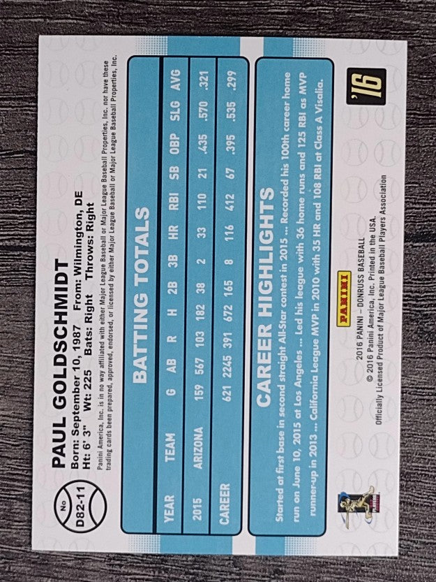 2016 Donruss '82 #11 Paul Goldschmidt