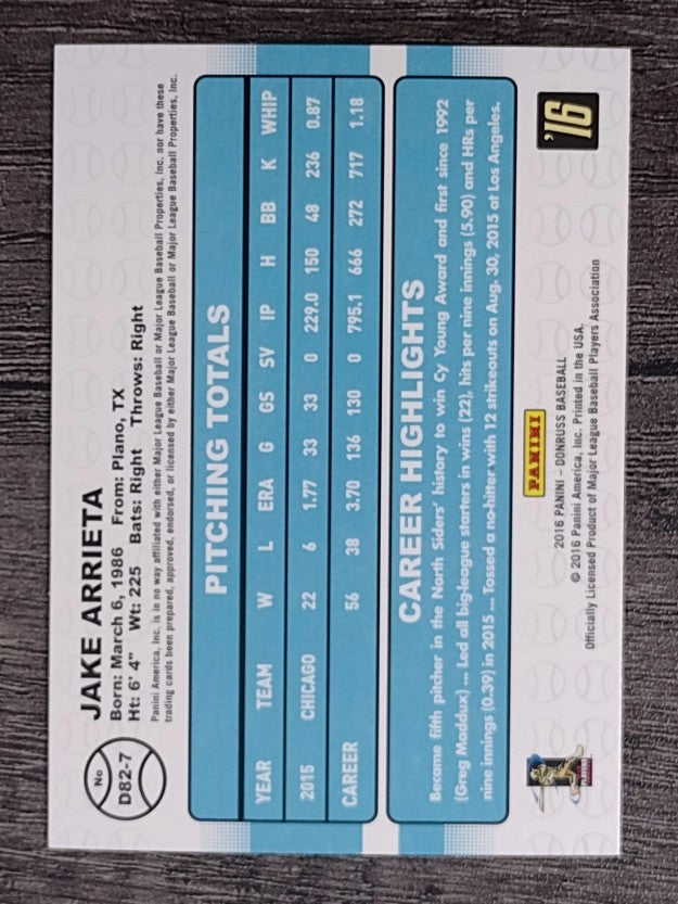 2016 Donruss '82 #7 Jake Arrieta