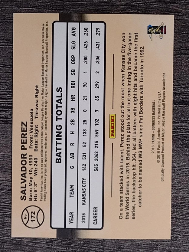 2016 Donruss #172 Salvador Perez