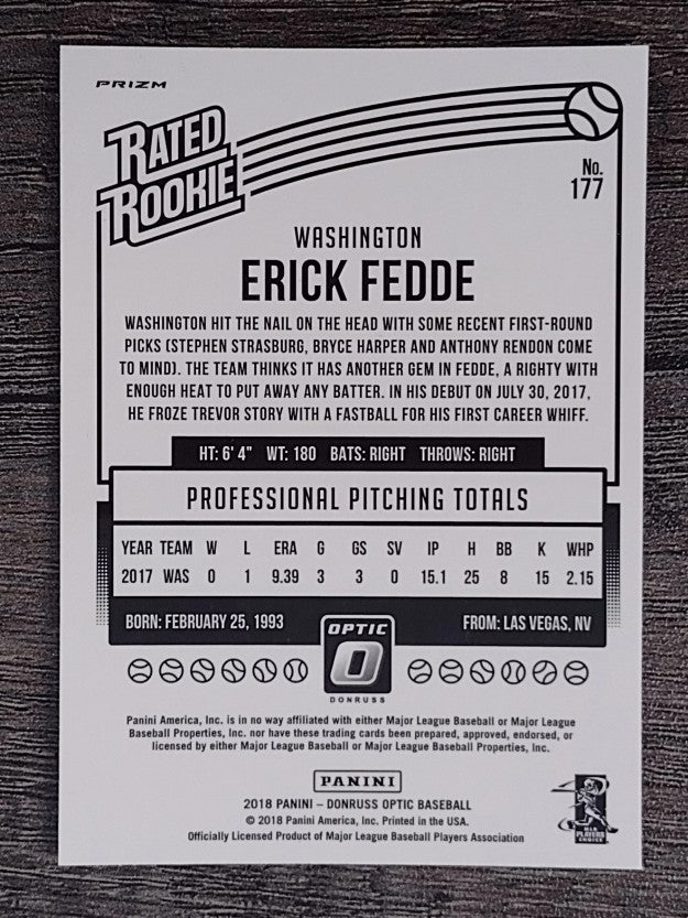 2018 Donruss Optic Holo #177 Erick Fedde RR