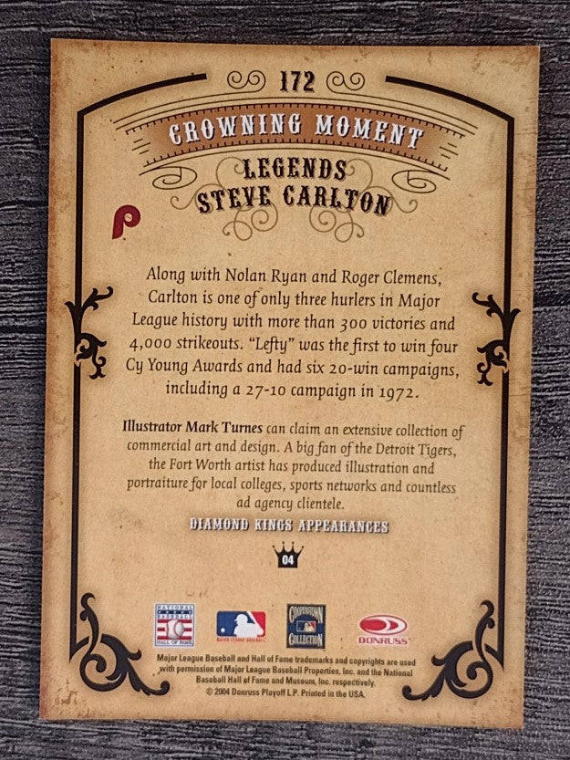 2004 Diamond Kings Sepia #172 Steve Carlton LGD