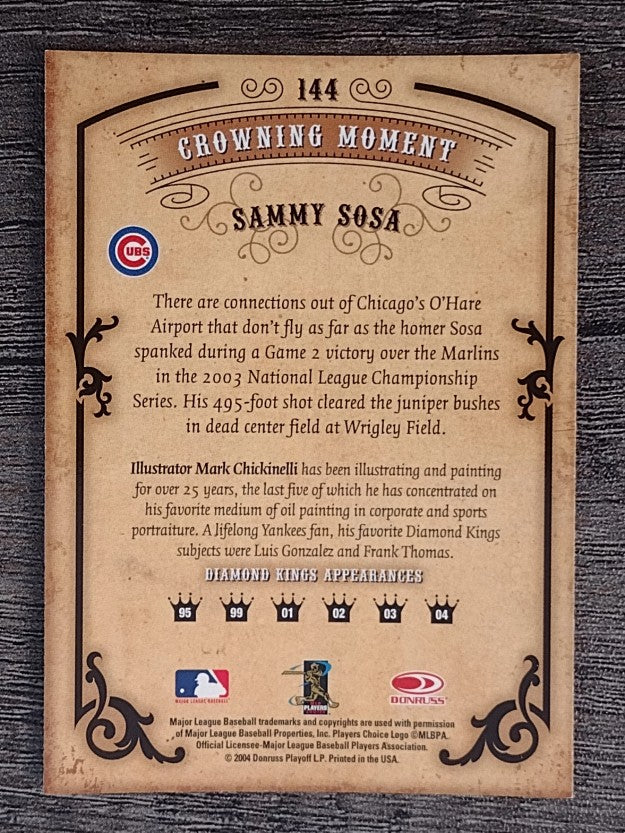 2004 Diamond Kings #144 Sammy Sosa