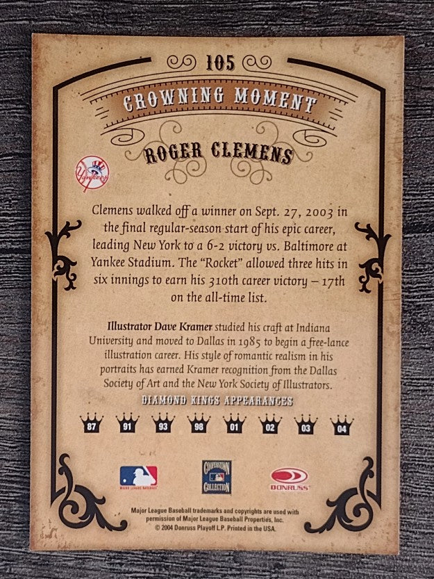 2004 Diamond Kings #105 Roger Clemens