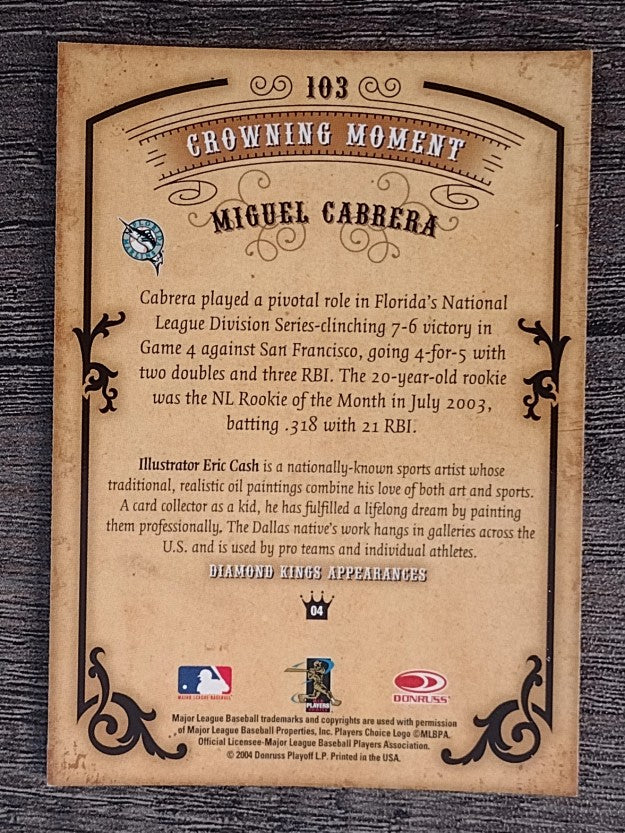 2004 Diamond Kings #103 Miguel Cabrera