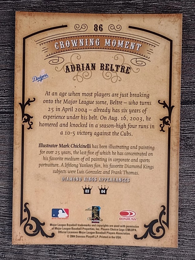 2004 Diamond Kings #86 Adrian Beltre