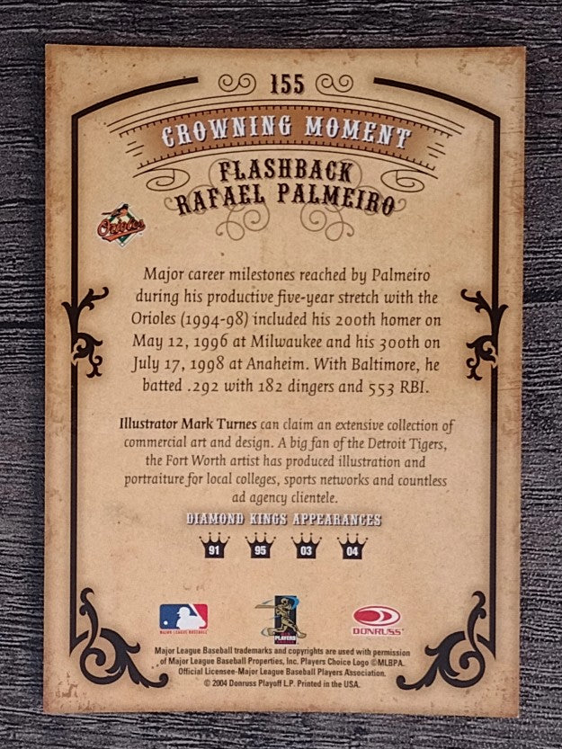 2004 Diamond Kings #155 Rafael Palmeiro FB