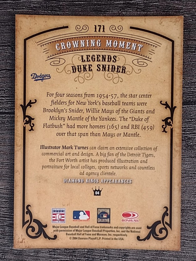 2004 Diamond Kings #171 Duke Snider LGD