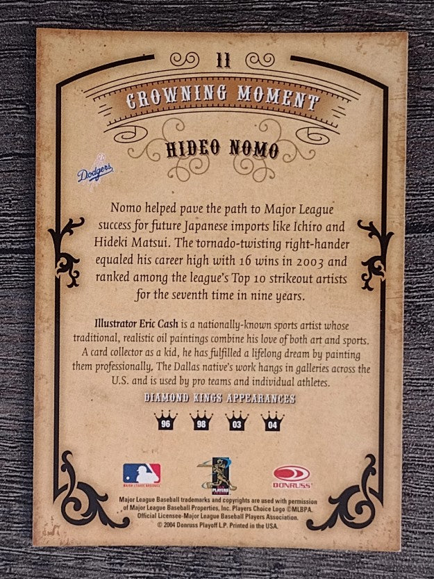 2004 Diamond Kings #11 Hideo Nomo
