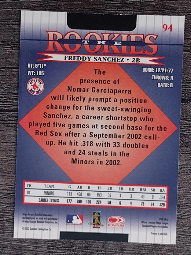 2002 Donruss Rookies #94 Freddy Sanchez RC