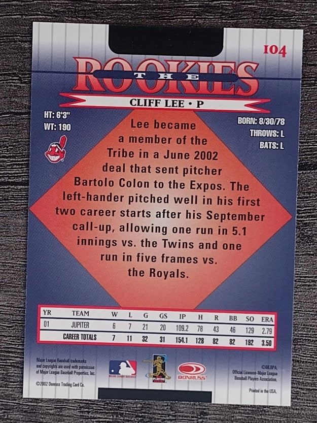 2002 Donruss Rookies #104 Cliff Lee RC