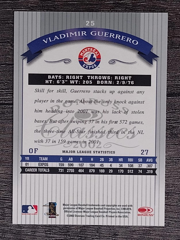 2002 Donruss Classics #25 Vladimir Guerrero