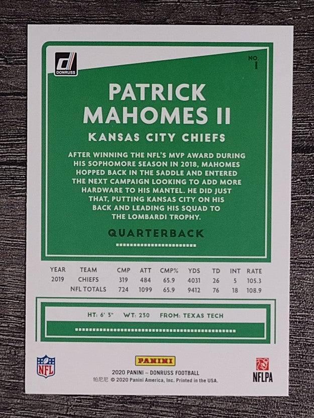 2020 Donruss #1A Patrick Mahomes II