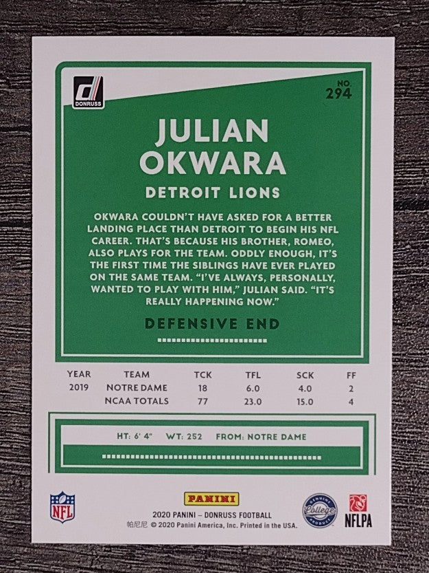 2020 Donruss #294 Julian Okwara RC