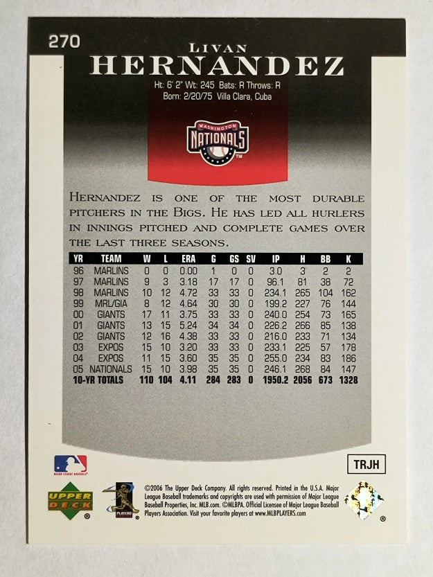 2006 Upper Deck Epic #270 Livan Hernandez