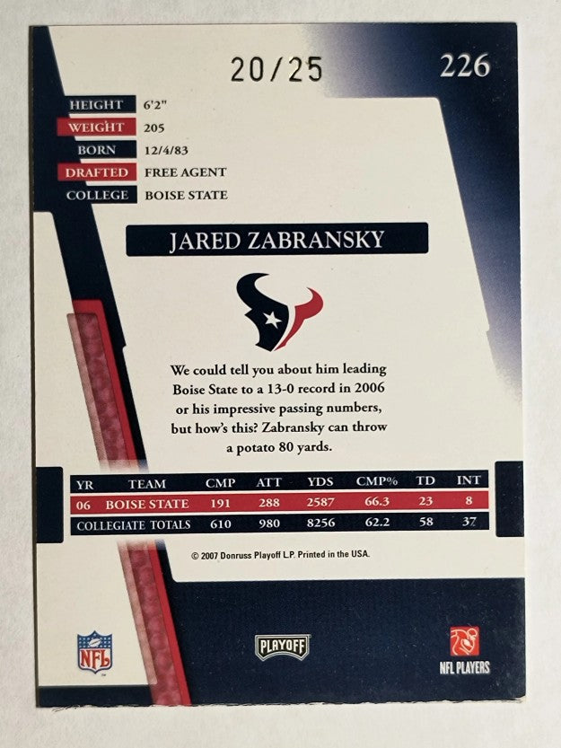 2007 Absolute Memorabilia Spectrum Gold #226 Jared Zabransky