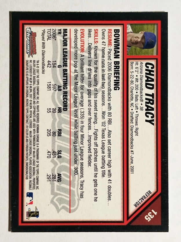 2007 Bowman Chrome Refractors #135 Chad Tracy