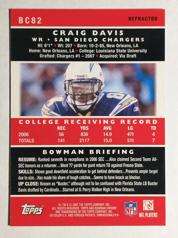 2007 Bowman Chrome Refractors #BC82 Craig Buster Davis