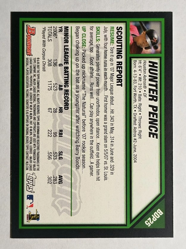 2007 Bowman Draft #BDP25 Hunter Pence
