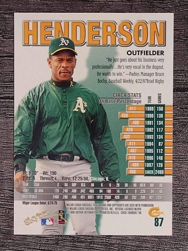 1998 Circa Thunder #87 Rickey Henderson