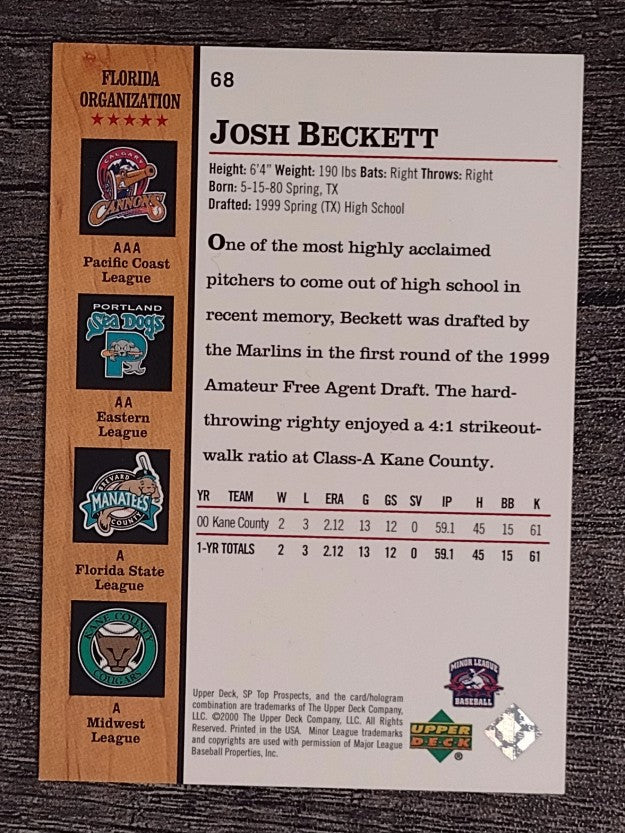2001 SP Top Prospects #68 Josh Beckett