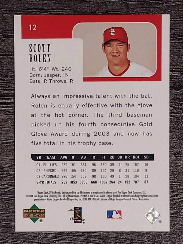 2004 SP Authentic #12 Scott Rolen
