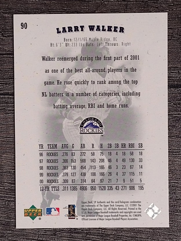 2001 SP Authentic #90 Larry Walker