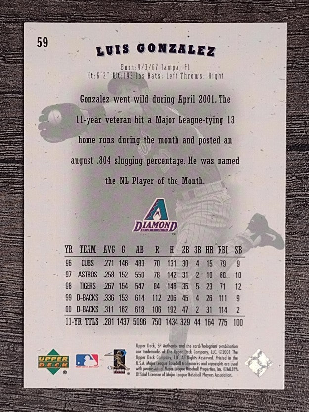 2001 SP Authentic #59 Luis Gonzalez