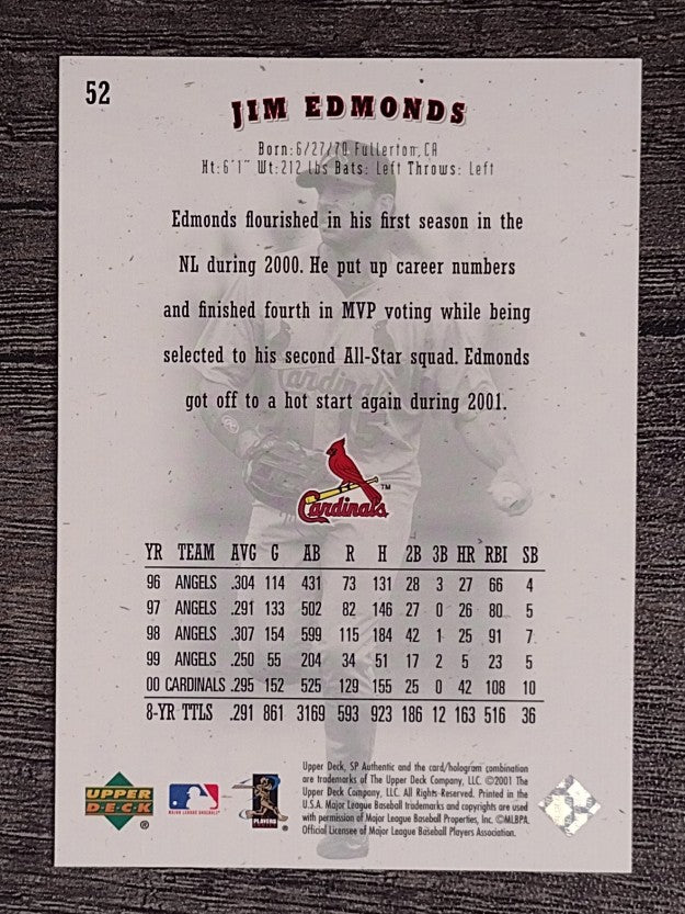 2001 SP Authentic #52 Jim Edmonds