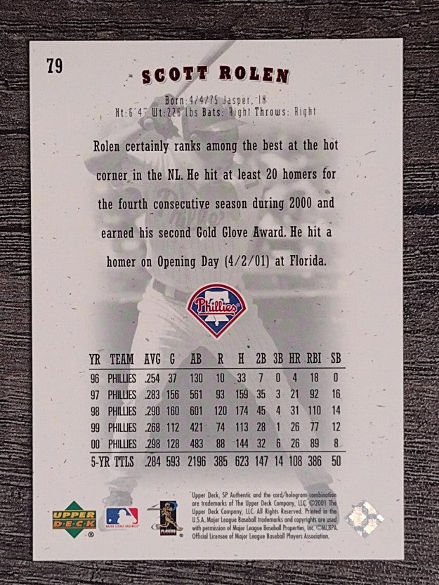 2001 SP Authentic #79 Scott Rolen