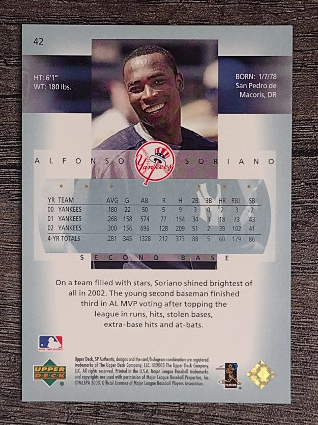 2003 SP Authentic #42 Alfonso Soriano