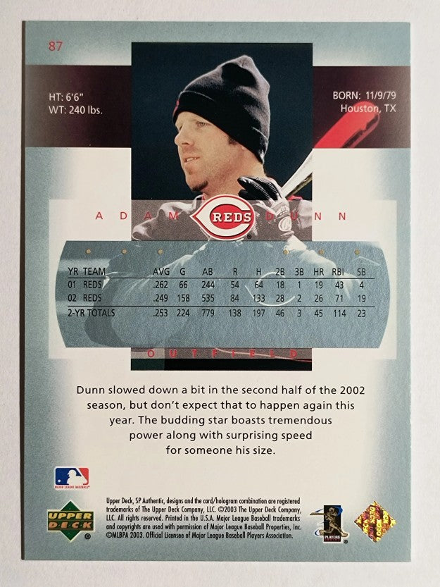 2003 SP Authentic #87 Adam Dunn