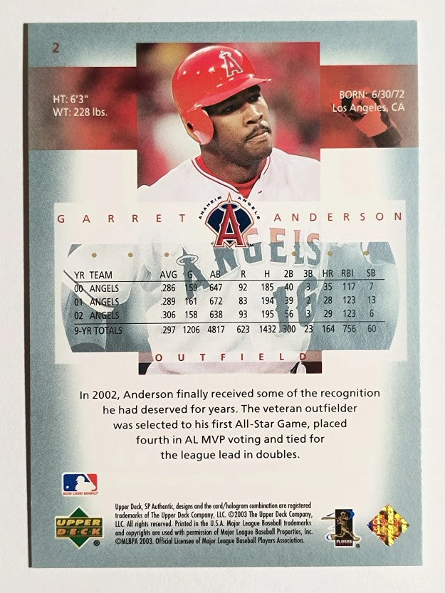2003 SP Authentic #2 Garret Anderson