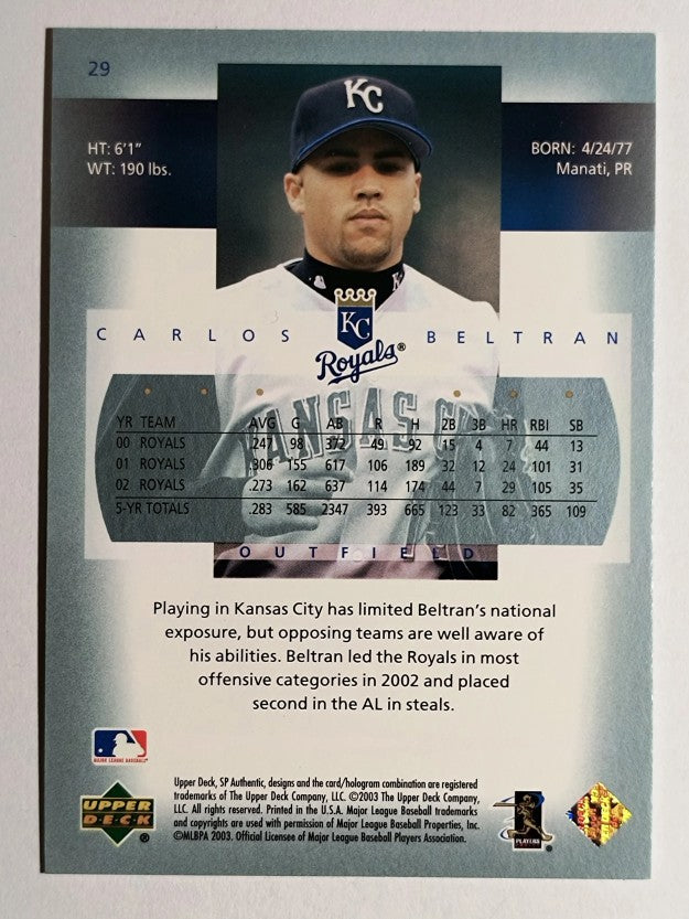 2003 SP Authentic #29 Carlos Beltran