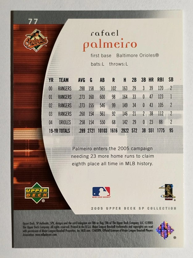 2005 SP Authentic #77 Rafael Palmeiro