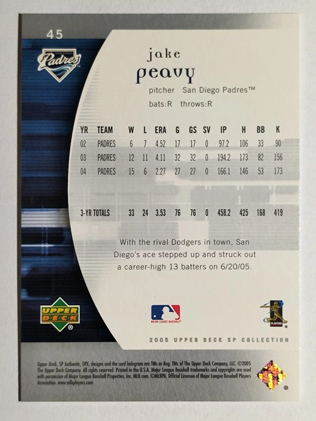 2005 SP Authentic #45 Jake Peavy
