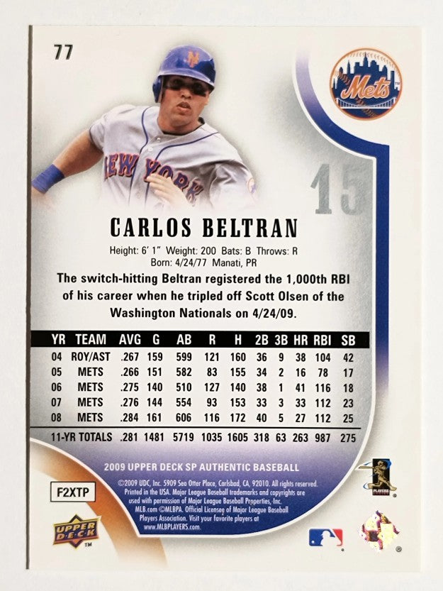 2009 SP Authentic #77 Carlos Beltran