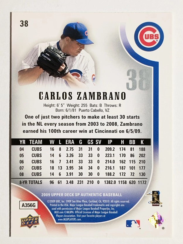 2009 SP Authentic #38 Carlos Zambrano