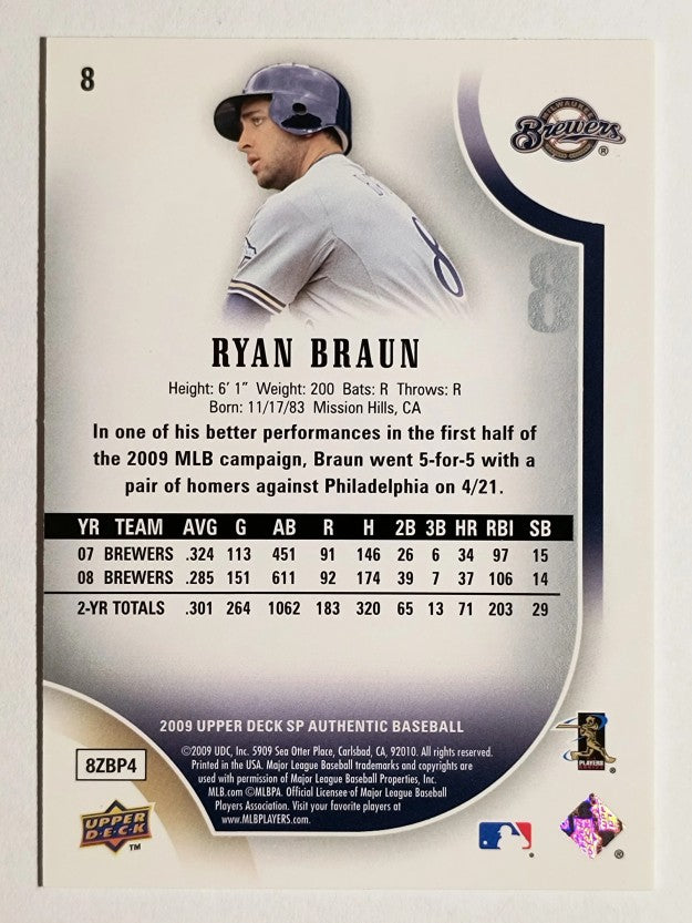2009 SP Authentic #8 Ryan Braun