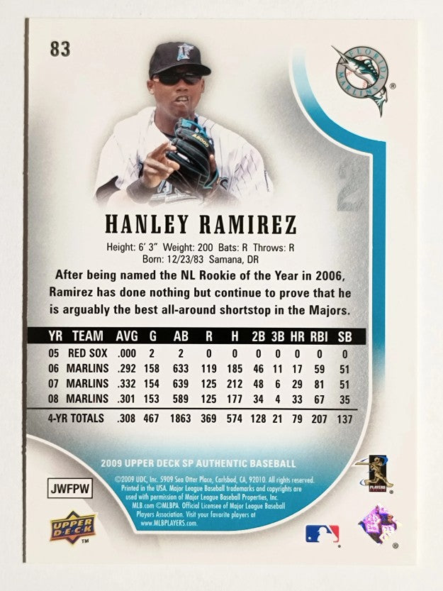 2009 SP Authentic #83 Hanley Ramirez