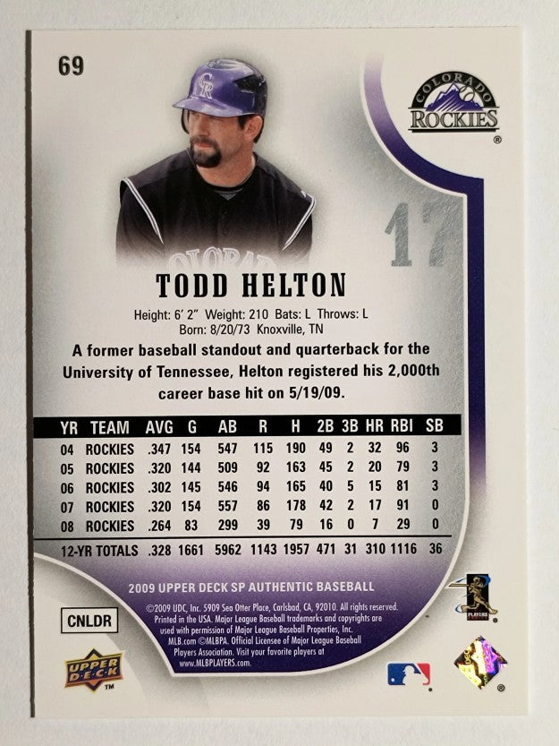 2009 SP Authentic #69 Todd Helton