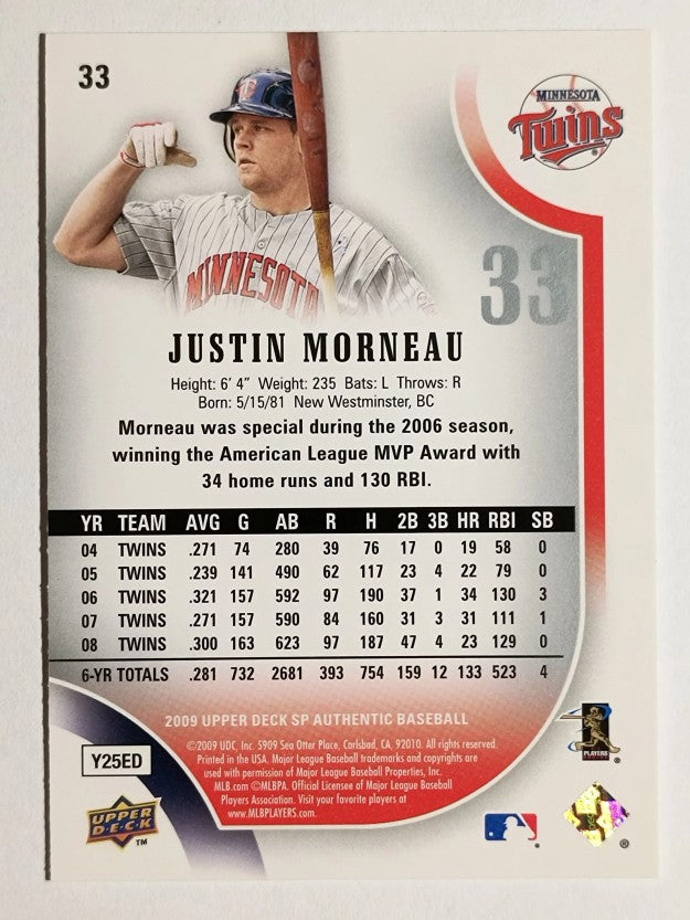 2009 SP Authentic #33 Justin Morneau