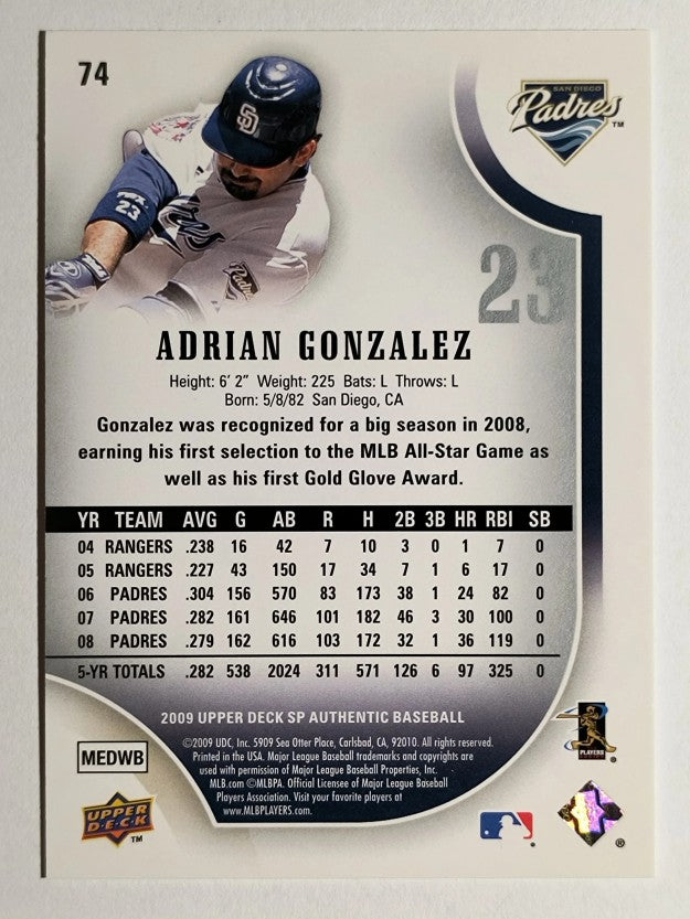 2009 SP Authentic #74 Adrian Gonzalez