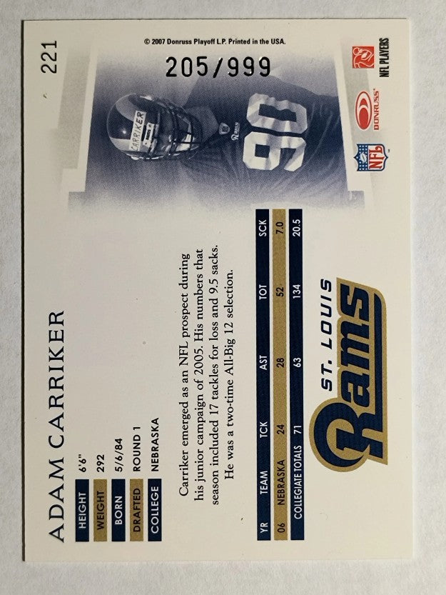 2007 Donruss Threads #221 Adam Carriker RC