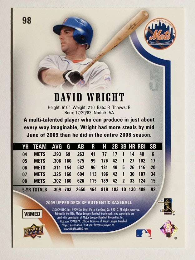 2009 SP Authentic #98 David Wright