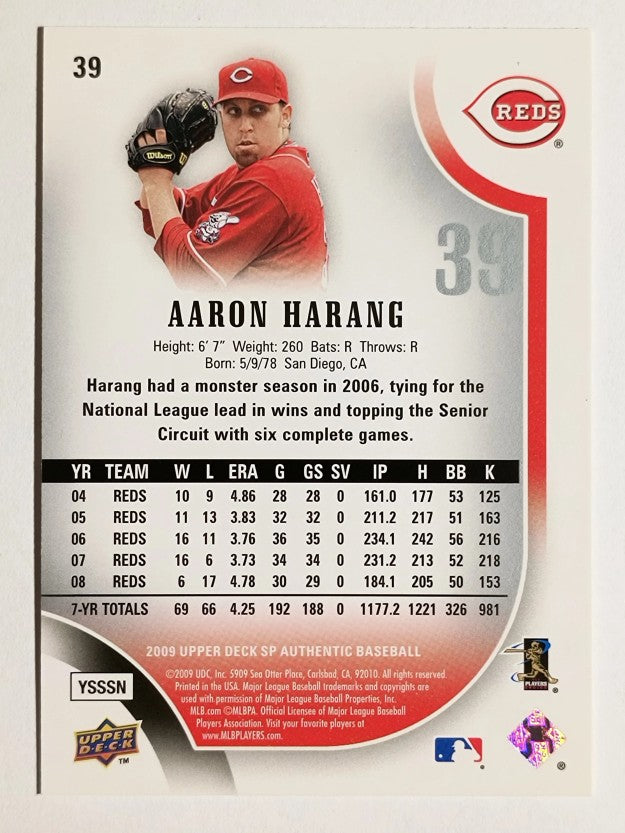 2009 SP Authentic #39 Aaron Harang