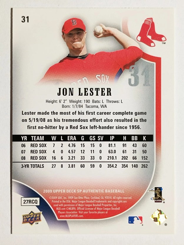 2009 SP Authentic #31 Jon Lester