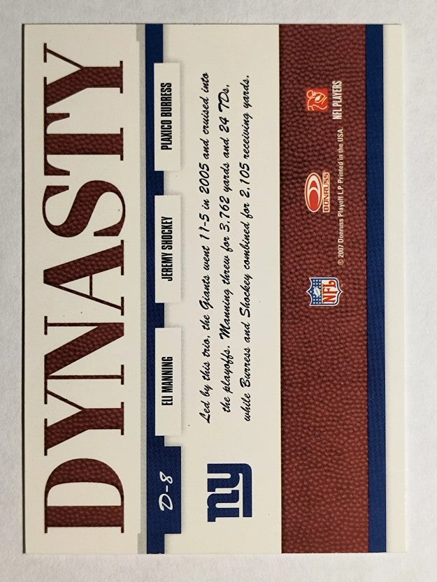 2007 Donruss Threads Dynasty Gold #8 Eli Manning/Jeremy Shockey/Plaxico Burress