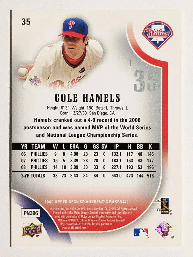 2009 SP Authentic #35 Cole Hamels
