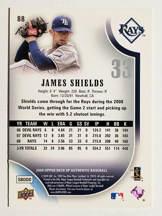 2009 SP Authentic #88 James Shields