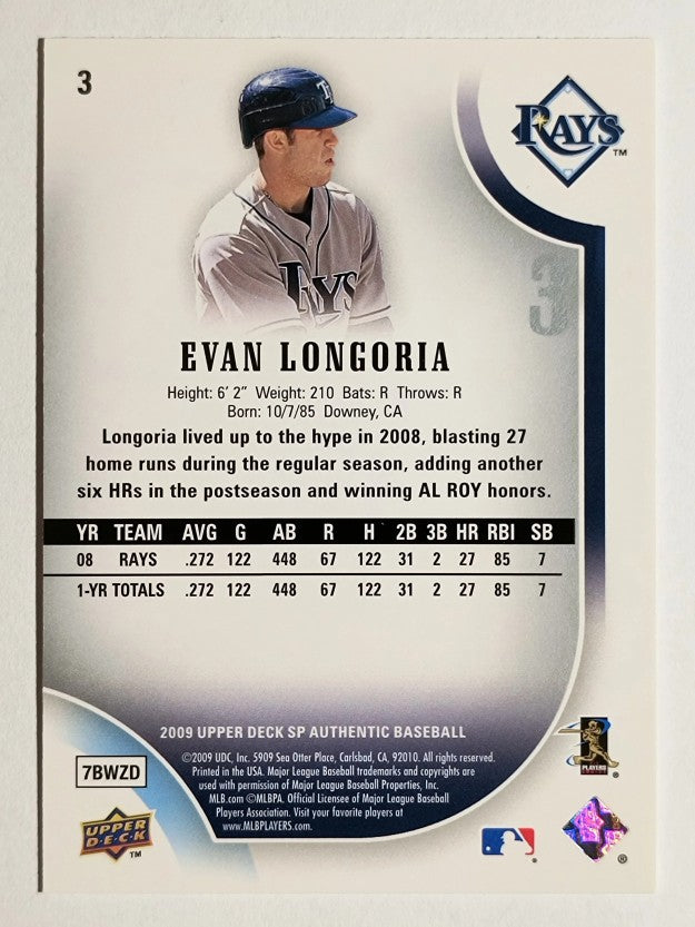 2009 SP Authentic #3 Evan Longoria
